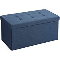 SONGMICS Banco con Espacio de Almacenamiento- Cofre- Taburete- Caja de Almacenamiento- Reposapiés- Plegable- Capacidad…